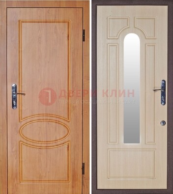 Светлая железная дверь с зеркалом ДЗ-24 в Видном