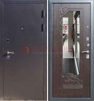 Черная входная дверь с зеркалом МДФ внутри ДЗ-29 в Твери