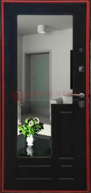Черная железная дверь с зеркалом МДФ внутри ДЗ-2 в Твери