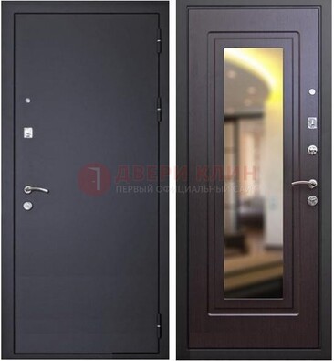 Черная железная дверь с зеркалом ДЗ-30 в Твери