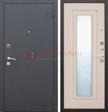 Черная входная дверь с зеркалом МДФ внутри ДЗ-31 в Твери