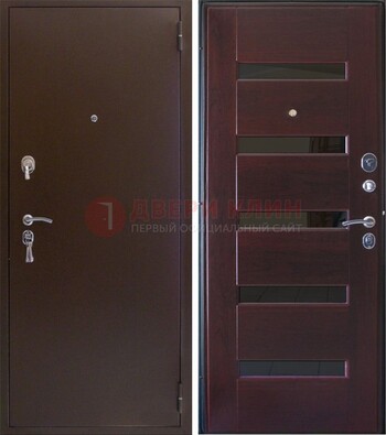 Темная железная дверь с зеркалом ДЗ-42 в Твери