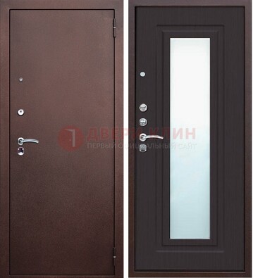 Коричневая металлическая дверь с зеркалом ДЗ-43 в Твери