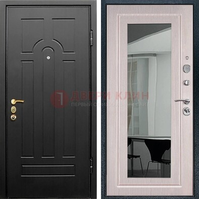 Темная стальная дверь с МДФ Капучино и зеркалом ДЗ-55 в Твери