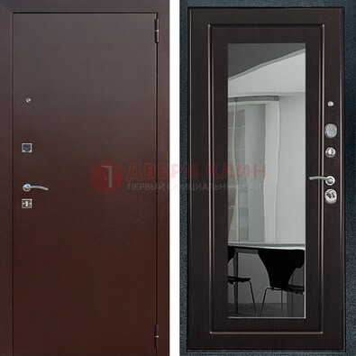 Металлическая дверь с порошковым напылением с МДФ и зеркалом ДЗ-61 в Твери