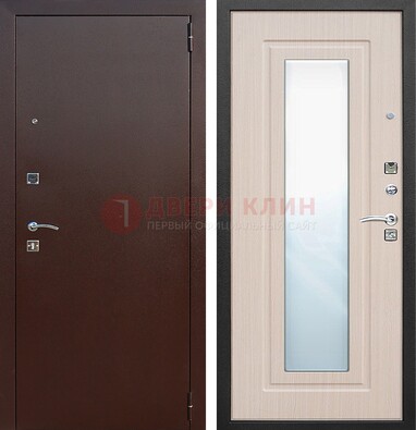 Входная дверь с порошковым покрытием филенчатой МДФ и зеркалом ДЗ-65 в Белгороде