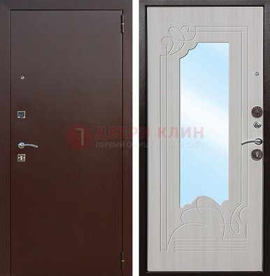 Стальная дверь с порошковым покрытием с резной МДФ и зеркалом ДЗ-66 в Белгороде