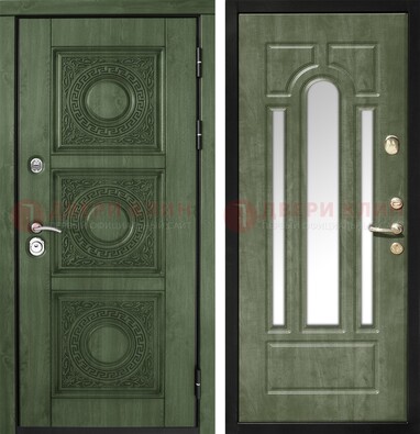 Темная дверь с виноритом и МДФ с зеркалом ДЗ-68 в Твери