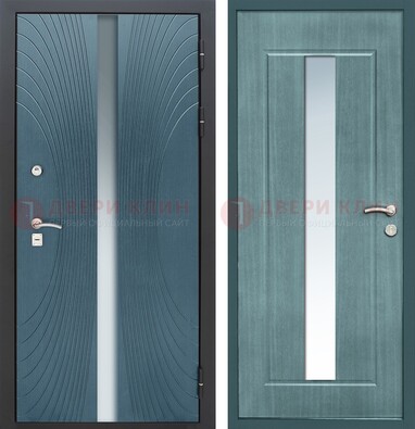 Квартирная дверь со стеклянной вставкой снаружи и зеркальной внутри ДЗ-70 в Ростове-На-Дону