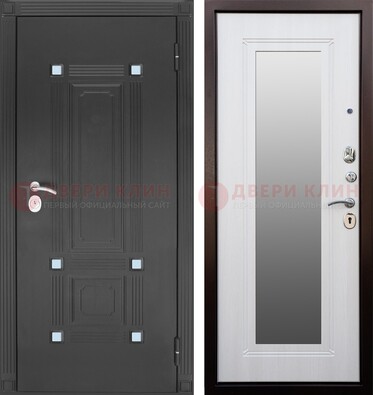 Стальная черная дверь МДФ с зеркалом ДЗ-76 в Видном