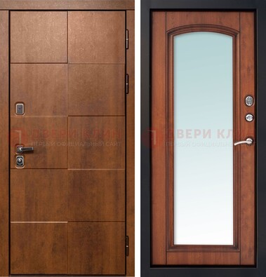 Белая филенчатая дверь с фрезерованной МДФ и зеркалом ДЗ-81 в Кубинке
