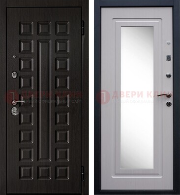 Черная филенчатая металлическая дверь МДФ с зеркалом ДЗ-83 в Твери