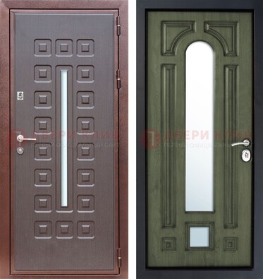 Металлическая серая дверь с порошковым покрытием и МДФ Венге с зеркалом ДЗ-84 в Твери
