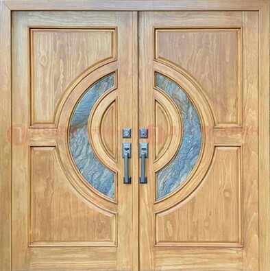 Двухстворчатая металлическая дверь с витражом ВЖ-11 в Твери