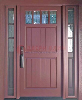Входная дверь с массивом с фрамугами и витражом ВЖ-19 в Твери